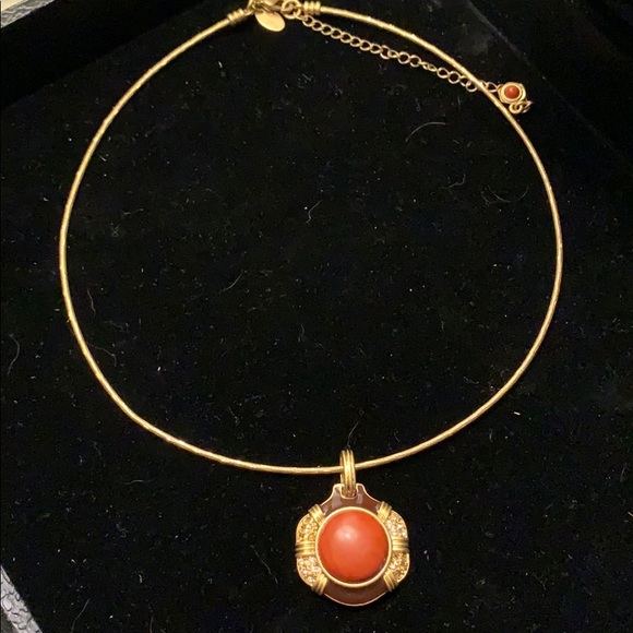 Bangle/Choker necklace with red accent stone - Picture 2 of 4